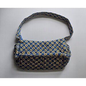 Vera Bradley Riviera Purse Handbag Blue Yellow Floral Cotton